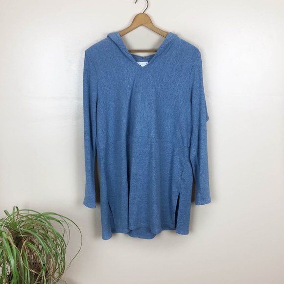 J. Jill Tops - [J. Jill] Blue Hooded Tunic Sweatshirt
